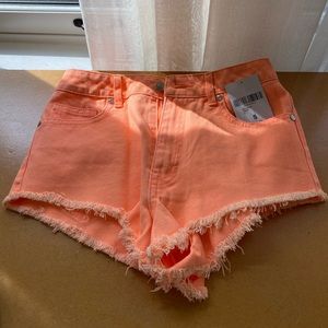 Coral-neon booty cut jean short